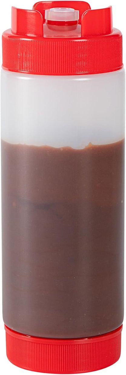 Plastic Squeeze Bottle 20 oz Refillable Condiment Bottle Large Valve Dishwashable Yellow Inverted Sauce Dispenser For Thick Condiments, Dressings, Batter, Sour Cream, And Syrups