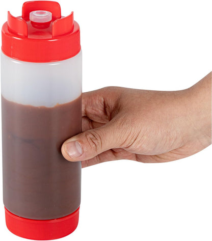 Plastic Squeeze Bottle 20 oz Refillable Condiment Bottle Large Valve Dishwashable Yellow Inverted Sauce Dispenser For Thick Condiments, Dressings, Batter, Sour Cream, And Syrups