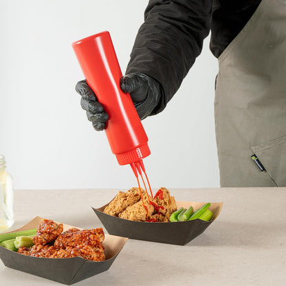 Plastic Squeeze Bottle 20 oz Refillable Condiment Bottle Large Valve Dishwashable Yellow Inverted Sauce Dispenser For Thick Condiments, Dressings, Batter, Sour Cream, And Syrups