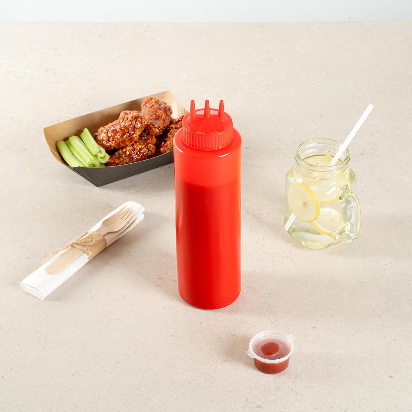 Plastic Squeeze Bottle 20 oz Refillable Condiment Bottle Large Valve Dishwashable Yellow Inverted Sauce Dispenser For Thick Condiments, Dressings, Batter, Sour Cream, And Syrups