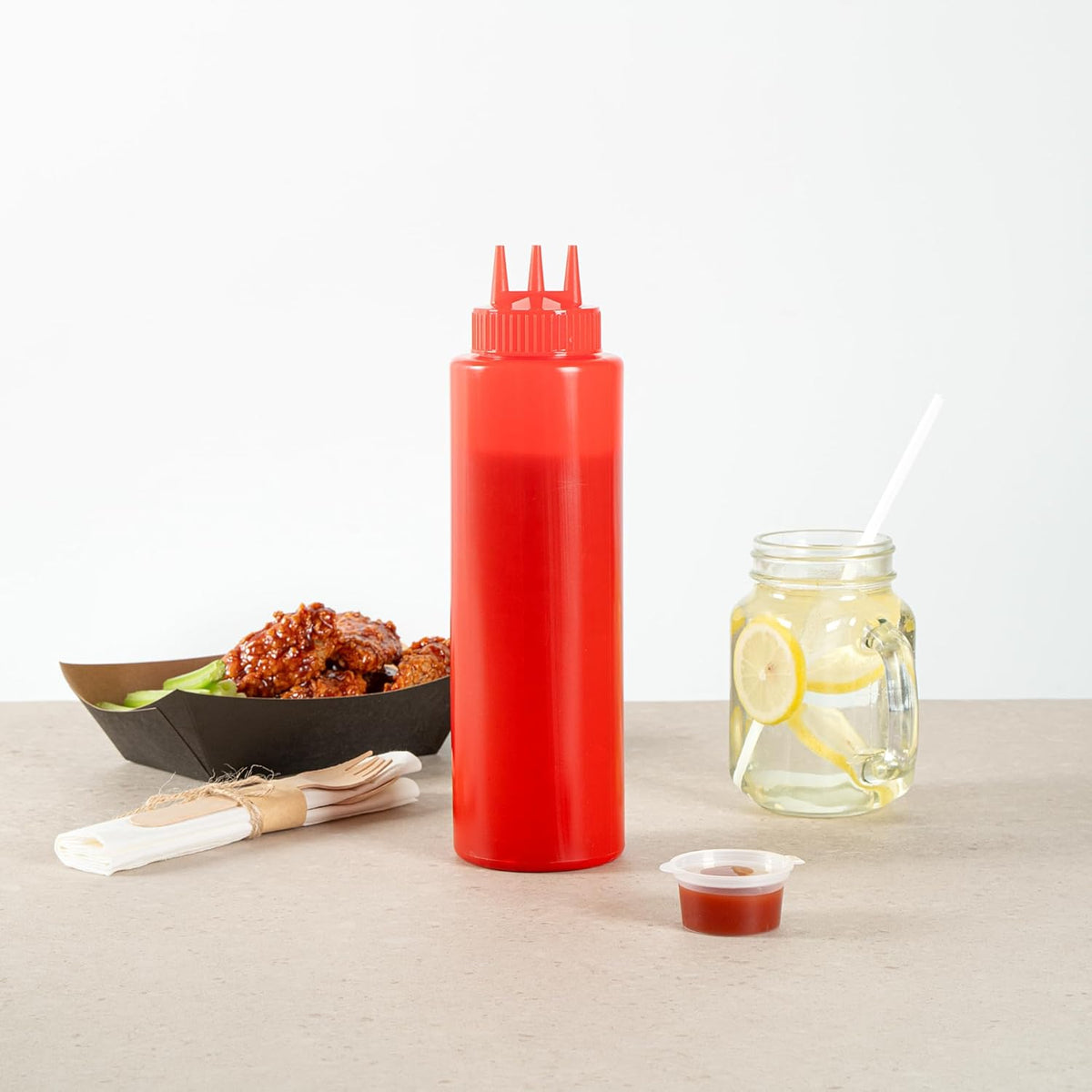 Plastic Squeeze Bottle 20 oz Refillable Condiment Bottle Large Valve Dishwashable Yellow Inverted Sauce Dispenser For Thick Condiments, Dressings, Batter, Sour Cream, And Syrups