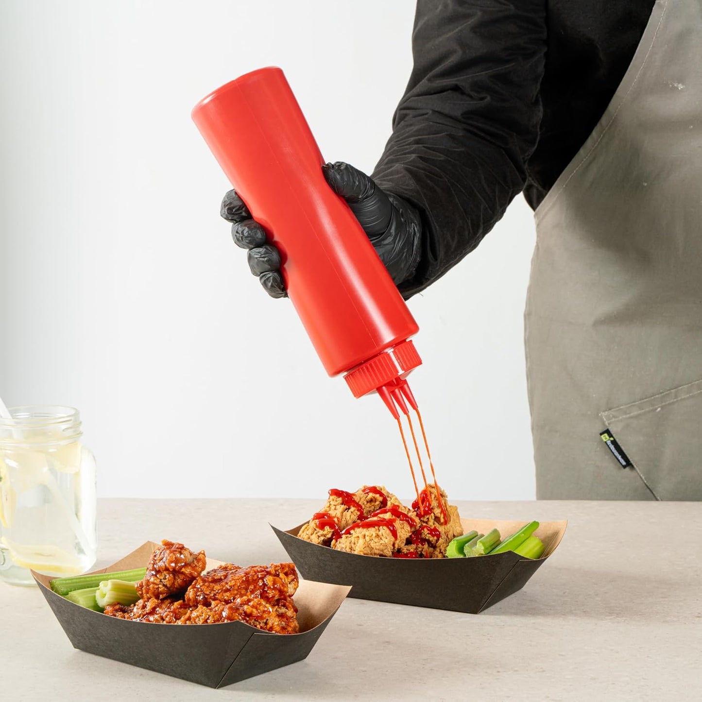 Plastic Squeeze Bottle 20 oz Refillable Condiment Bottle Large Valve Dishwashable Yellow Inverted Sauce Dispenser For Thick Condiments, Dressings, Batter, Sour Cream, And Syrups