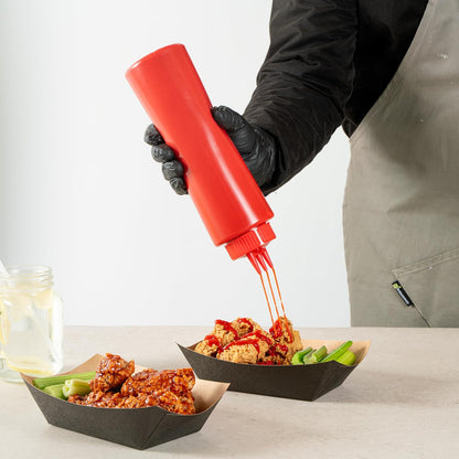 Plastic Squeeze Bottle 20 oz Refillable Condiment Bottle Large Valve Dishwashable Yellow Inverted Sauce Dispenser For Thick Condiments, Dressings, Batter, Sour Cream, And Syrups