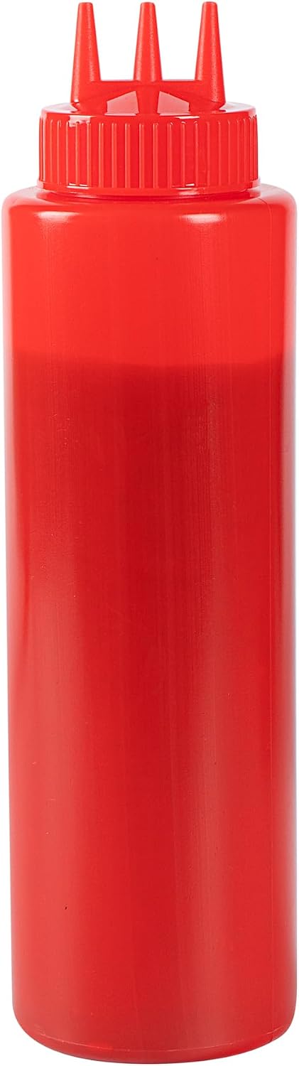 Plastic Squeeze Bottle 20 oz Refillable Condiment Bottle Large Valve Dishwashable Yellow Inverted Sauce Dispenser For Thick Condiments, Dressings, Batter, Sour Cream, And Syrups