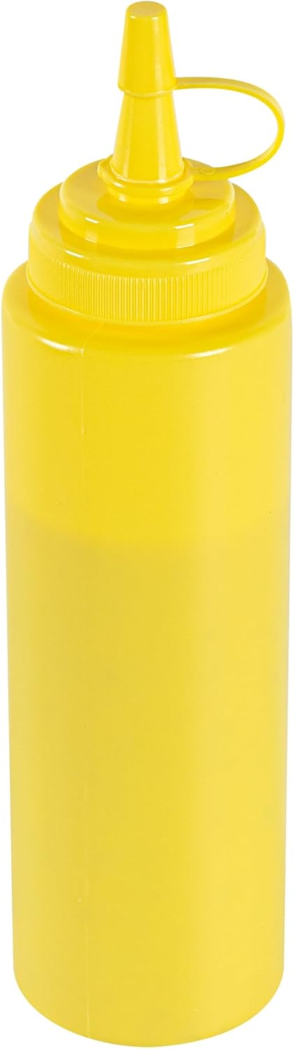 Plastic Squeeze Bottle 20 oz Refillable Condiment Bottle Large Valve Dishwashable Yellow Inverted Sauce Dispenser For Thick Condiments, Dressings, Batter, Sour Cream, And Syrups