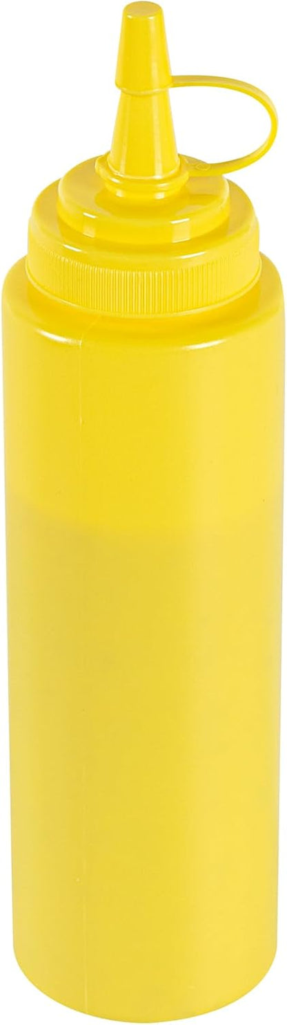 Plastic Squeeze Bottle 20 oz Refillable Condiment Bottle Large Valve Dishwashable Yellow Inverted Sauce Dispenser For Thick Condiments, Dressings, Batter, Sour Cream, And Syrups