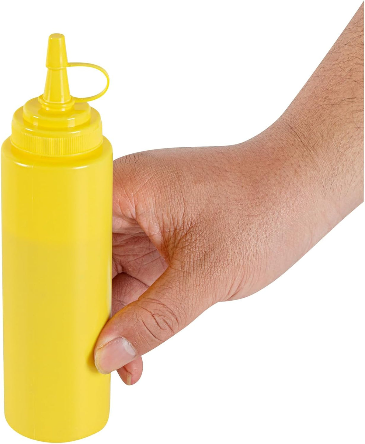 Plastic Squeeze Bottle 20 oz Refillable Condiment Bottle Large Valve Dishwashable Yellow Inverted Sauce Dispenser For Thick Condiments, Dressings, Batter, Sour Cream, And Syrups