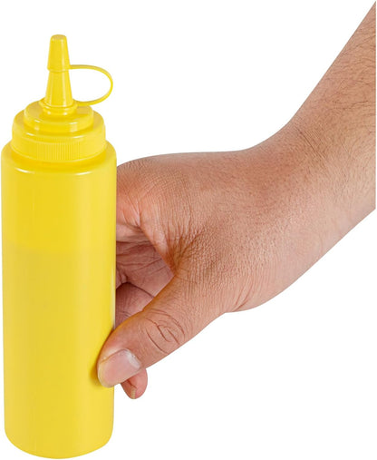 Plastic Squeeze Bottle 20 oz Refillable Condiment Bottle Large Valve Dishwashable Yellow Inverted Sauce Dispenser For Thick Condiments, Dressings, Batter, Sour Cream, And Syrups