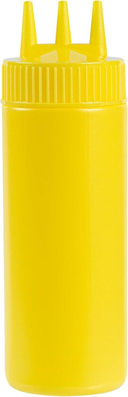 Plastic Squeeze Bottle 20 oz Refillable Condiment Bottle Large Valve Dishwashable Yellow Inverted Sauce Dispenser For Thick Condiments, Dressings, Batter, Sour Cream, And Syrups