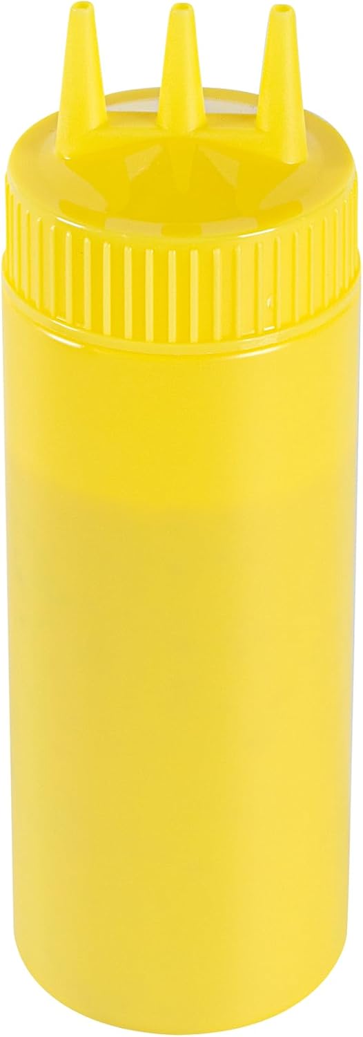 Plastic Squeeze Bottle 20 oz Refillable Condiment Bottle Large Valve Dishwashable Yellow Inverted Sauce Dispenser For Thick Condiments, Dressings, Batter, Sour Cream, And Syrups