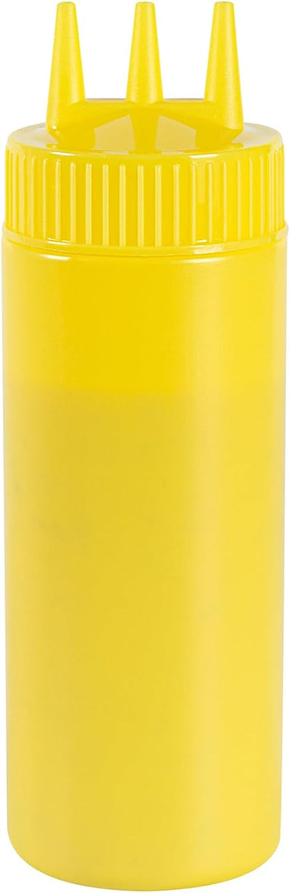 Plastic Squeeze Bottle 20 oz Refillable Condiment Bottle Large Valve Dishwashable Yellow Inverted Sauce Dispenser For Thick Condiments, Dressings, Batter, Sour Cream, And Syrups
