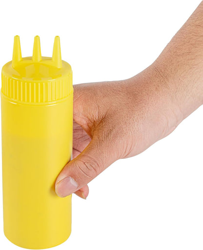Plastic Squeeze Bottle 20 oz Refillable Condiment Bottle Large Valve Dishwashable Yellow Inverted Sauce Dispenser For Thick Condiments, Dressings, Batter, Sour Cream, And Syrups