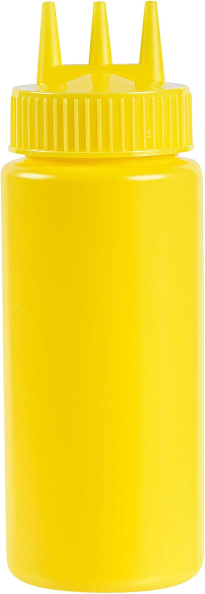 Plastic Squeeze Bottle 20 oz Refillable Condiment Bottle Large Valve Dishwashable Yellow Inverted Sauce Dispenser For Thick Condiments, Dressings, Batter, Sour Cream, And Syrups