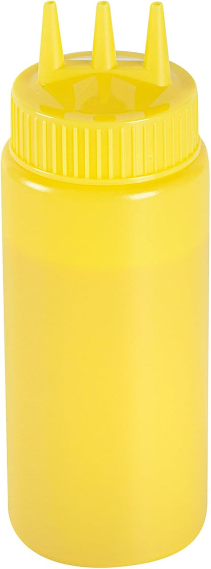 Plastic Squeeze Bottle 20 oz Refillable Condiment Bottle Large Valve Dishwashable Yellow Inverted Sauce Dispenser For Thick Condiments, Dressings, Batter, Sour Cream, And Syrups