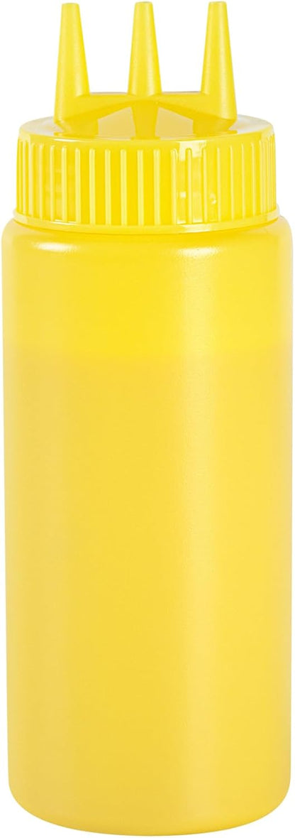 Plastic Squeeze Bottle 20 oz Refillable Condiment Bottle Large Valve Dishwashable Yellow Inverted Sauce Dispenser For Thick Condiments, Dressings, Batter, Sour Cream, And Syrups