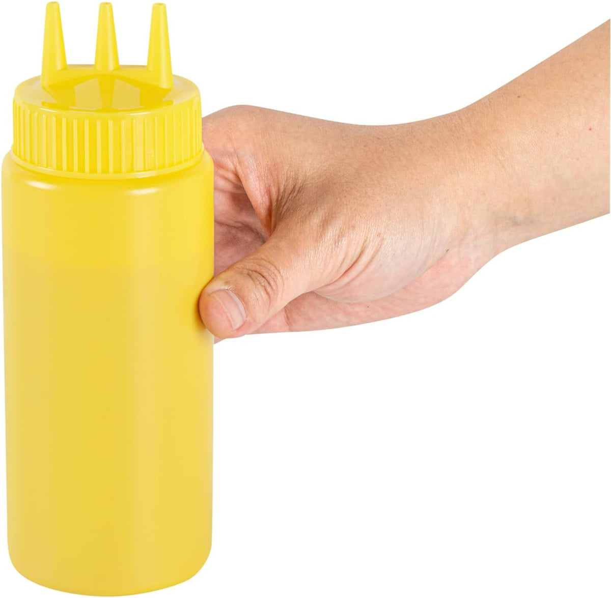 Plastic Squeeze Bottle 20 oz Refillable Condiment Bottle Large Valve Dishwashable Yellow Inverted Sauce Dispenser For Thick Condiments, Dressings, Batter, Sour Cream, And Syrups