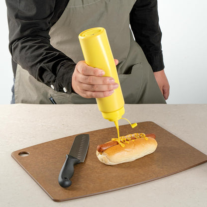 Plastic Squeeze Bottle 20 oz Refillable Condiment Bottle Large Valve Dishwashable Yellow Inverted Sauce Dispenser For Thick Condiments, Dressings, Batter, Sour Cream, And Syrups