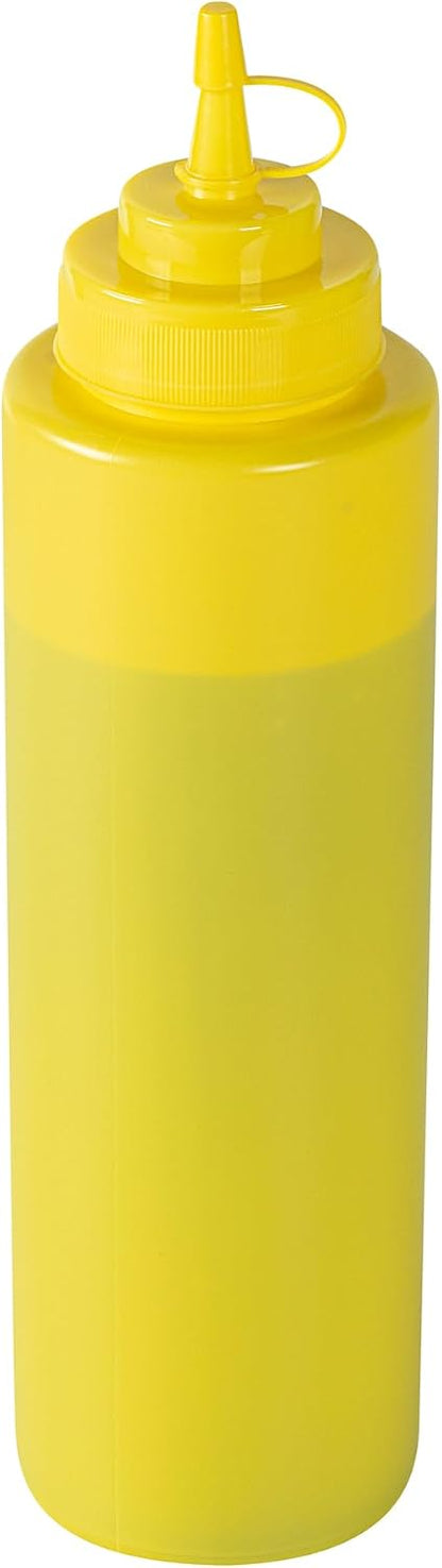 Plastic Squeeze Bottle 20 oz Refillable Condiment Bottle Large Valve Dishwashable Yellow Inverted Sauce Dispenser For Thick Condiments, Dressings, Batter, Sour Cream, And Syrups