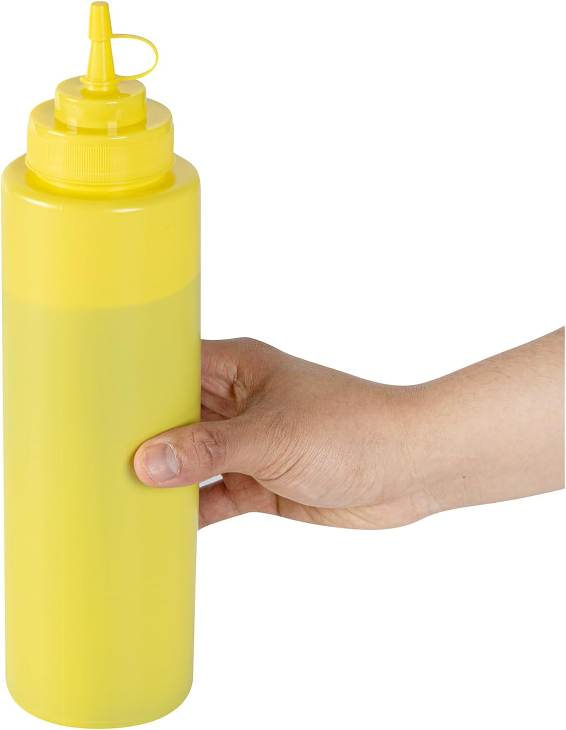Plastic Squeeze Bottle 20 oz Refillable Condiment Bottle Large Valve Dishwashable Yellow Inverted Sauce Dispenser For Thick Condiments, Dressings, Batter, Sour Cream, And Syrups