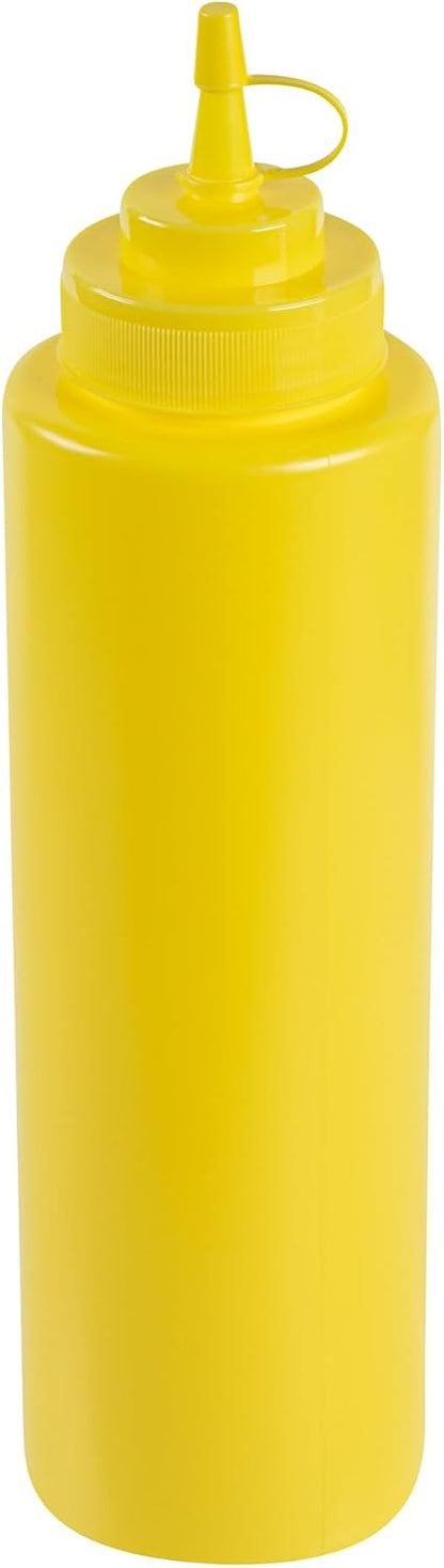 Plastic Squeeze Bottle 20 oz Refillable Condiment Bottle Large Valve Dishwashable Yellow Inverted Sauce Dispenser For Thick Condiments, Dressings, Batter, Sour Cream, And Syrups
