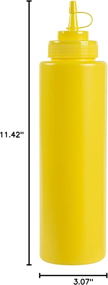 Plastic Squeeze Bottle 20 oz Refillable Condiment Bottle Large Valve Dishwashable Yellow Inverted Sauce Dispenser For Thick Condiments, Dressings, Batter, Sour Cream, And Syrups