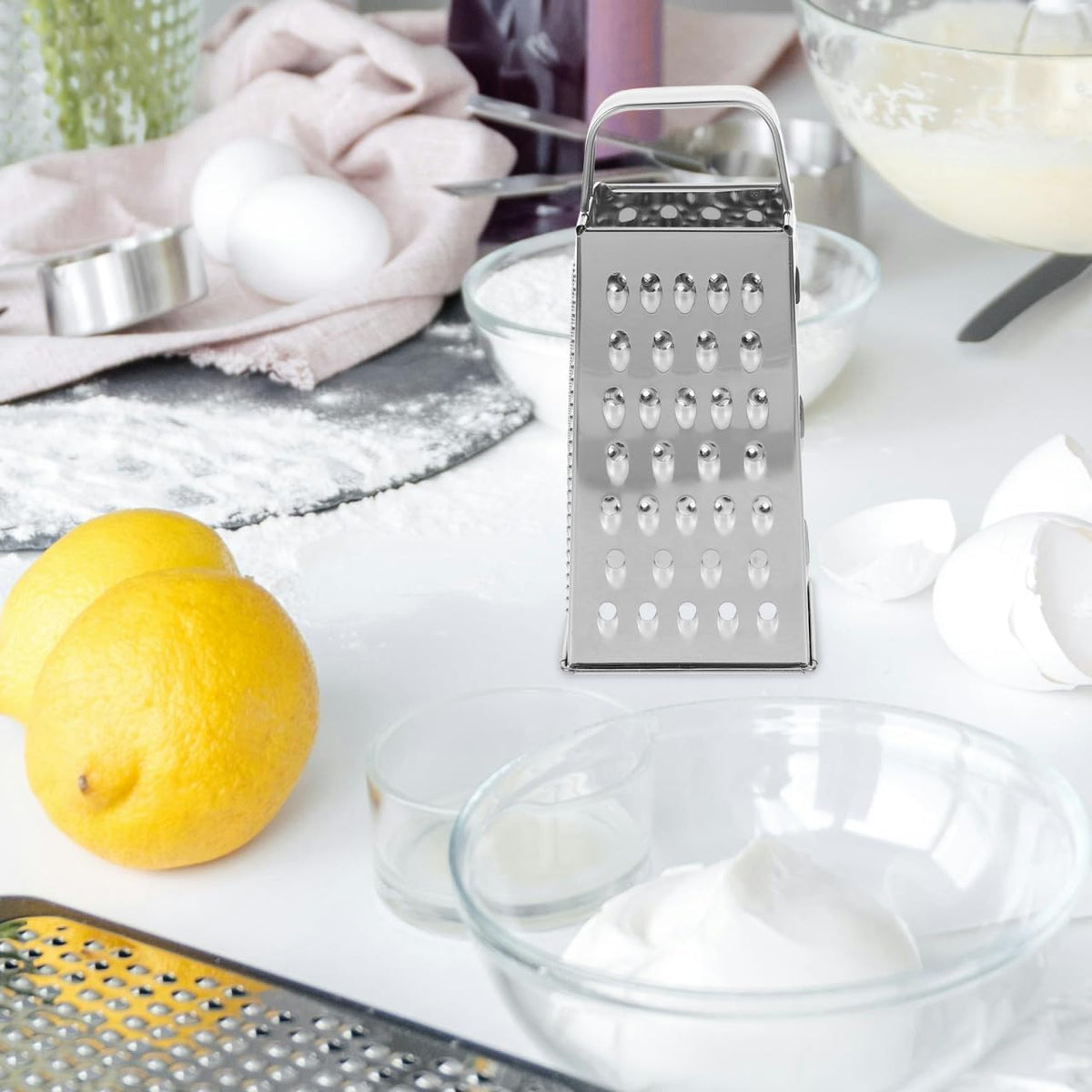 Stainless Steel Kitchen Grater 4-Side Multi-Use Vegetable Slicer Shredder 7.99X3.58X2.59In for Cheese Garlic Carrots and More