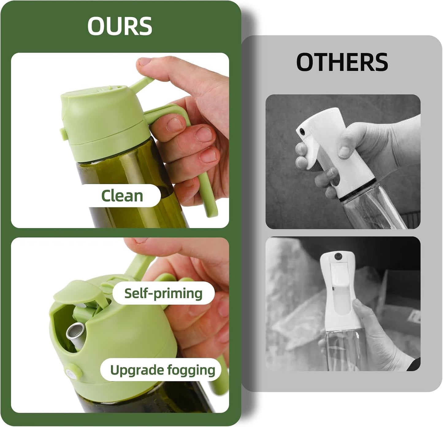 16oz/470ml Olive Oil Dispenser Bottle for Kitchen Gadgets and Air Fryer Accessories - Olive Oil Sprayer for Cooking - Light-Blocking Dark Green