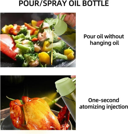 16oz/470ml Olive Oil Dispenser Bottle for Kitchen Gadgets and Air Fryer Accessories - Olive Oil Sprayer for Cooking - Light-Blocking Dark Green