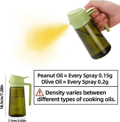 16oz/470ml Olive Oil Dispenser Bottle for Kitchen Gadgets and Air Fryer Accessories - Olive Oil Sprayer for Cooking - Light-Blocking Dark Green