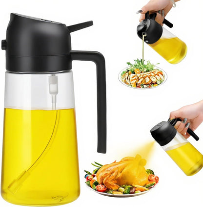 16oz/470ml Olive Oil Dispenser Bottle for Kitchen Gadgets and Air Fryer Accessories - Olive Oil Sprayer for Cooking - Light-Blocking Dark Green