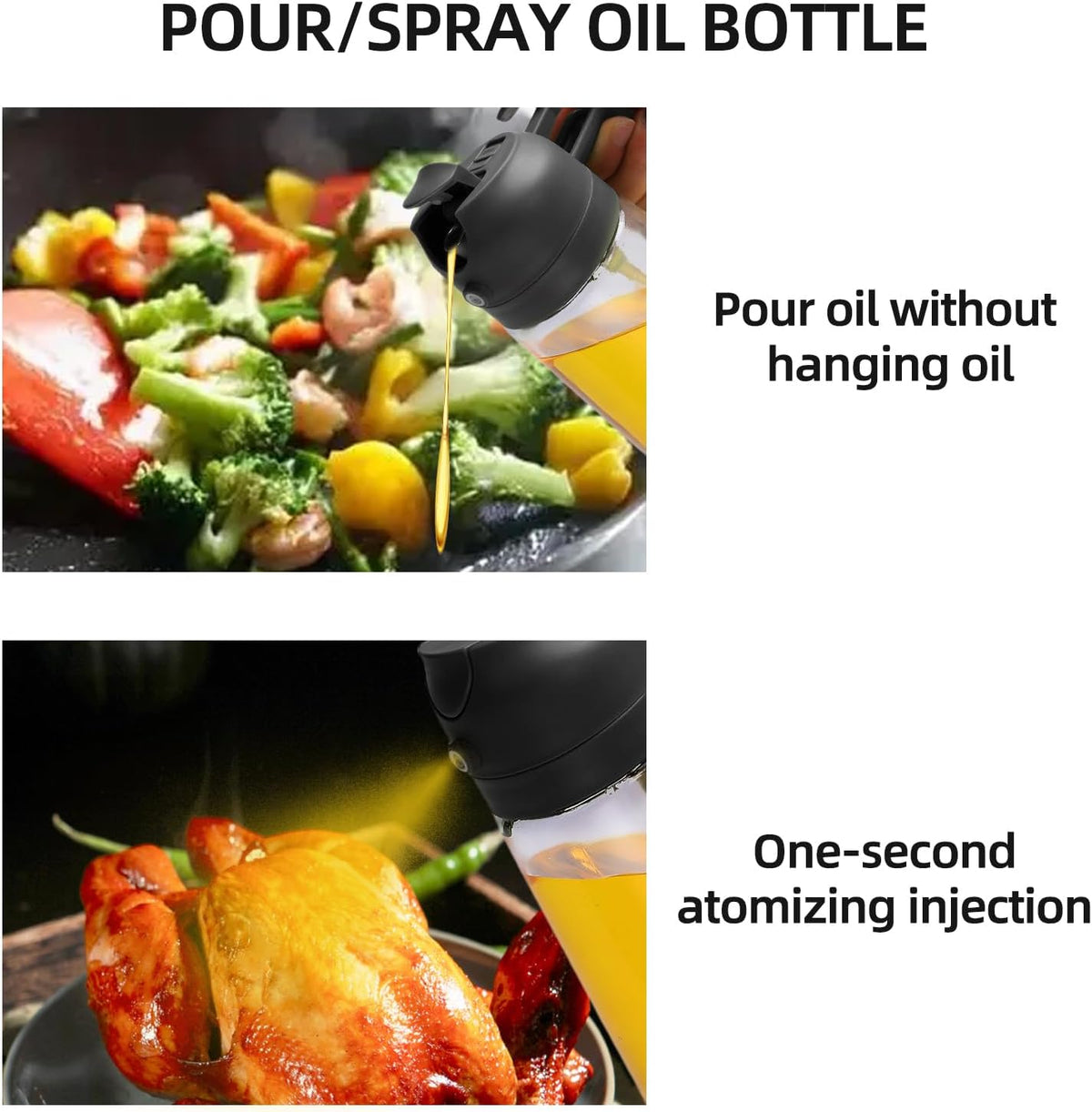 16oz/470ml Olive Oil Dispenser Bottle for Kitchen Gadgets and Air Fryer Accessories - Olive Oil Sprayer for Cooking - Light-Blocking Dark Green