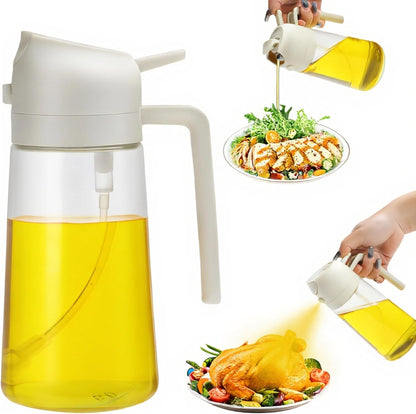 16oz/470ml Olive Oil Dispenser Bottle for Kitchen Gadgets and Air Fryer Accessories - Olive Oil Sprayer for Cooking - Light-Blocking Dark Green