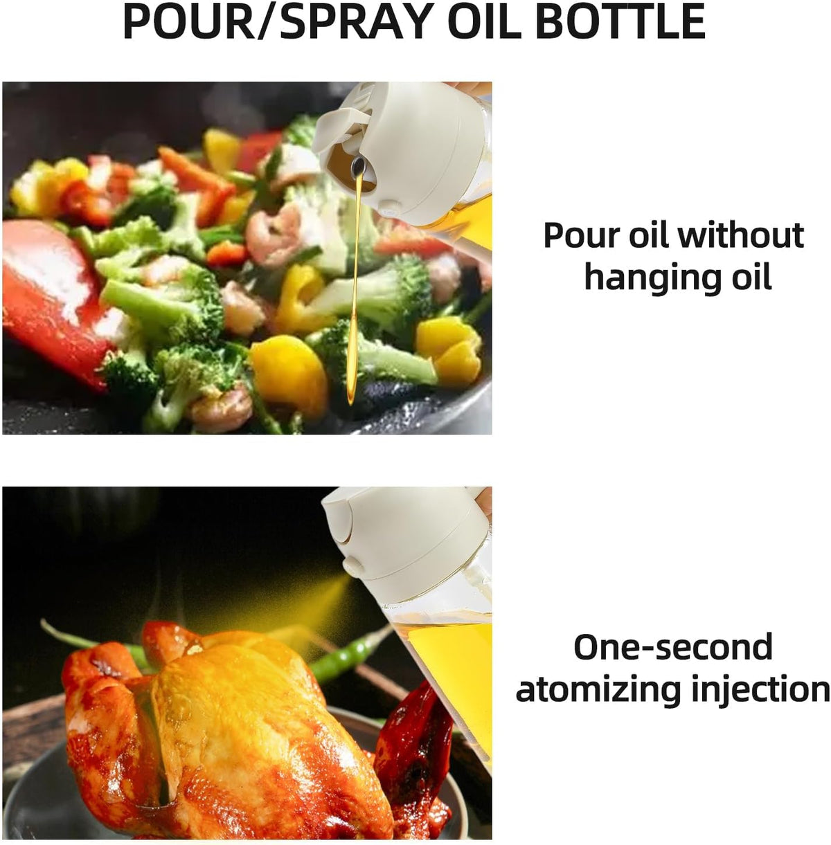 16oz/470ml Olive Oil Dispenser Bottle for Kitchen Gadgets and Air Fryer Accessories - Olive Oil Sprayer for Cooking - Light-Blocking Dark Green