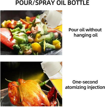16oz/470ml Olive Oil Dispenser Bottle for Kitchen Gadgets and Air Fryer Accessories - Olive Oil Sprayer for Cooking - Light-Blocking Dark Green