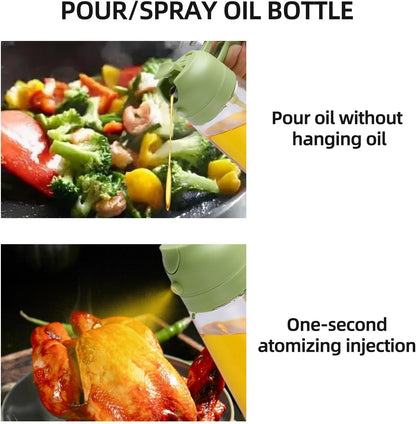 16oz/470ml Olive Oil Dispenser Bottle for Kitchen Gadgets and Air Fryer Accessories - Olive Oil Sprayer for Cooking - Light-Blocking Dark Green