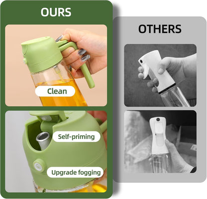 16oz/470ml Olive Oil Dispenser Bottle for Kitchen Gadgets and Air Fryer Accessories - Olive Oil Sprayer for Cooking - Light-Blocking Dark Green