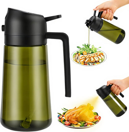 16oz/470ml Olive Oil Dispenser Bottle for Kitchen Gadgets and Air Fryer Accessories - Olive Oil Sprayer for Cooking - Light-Blocking Dark Green