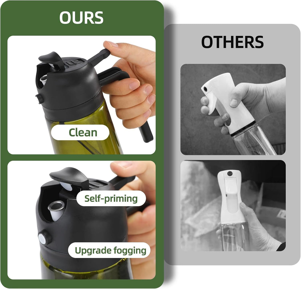 16oz/470ml Olive Oil Dispenser Bottle for Kitchen Gadgets and Air Fryer Accessories - Olive Oil Sprayer for Cooking - Light-Blocking Dark Green