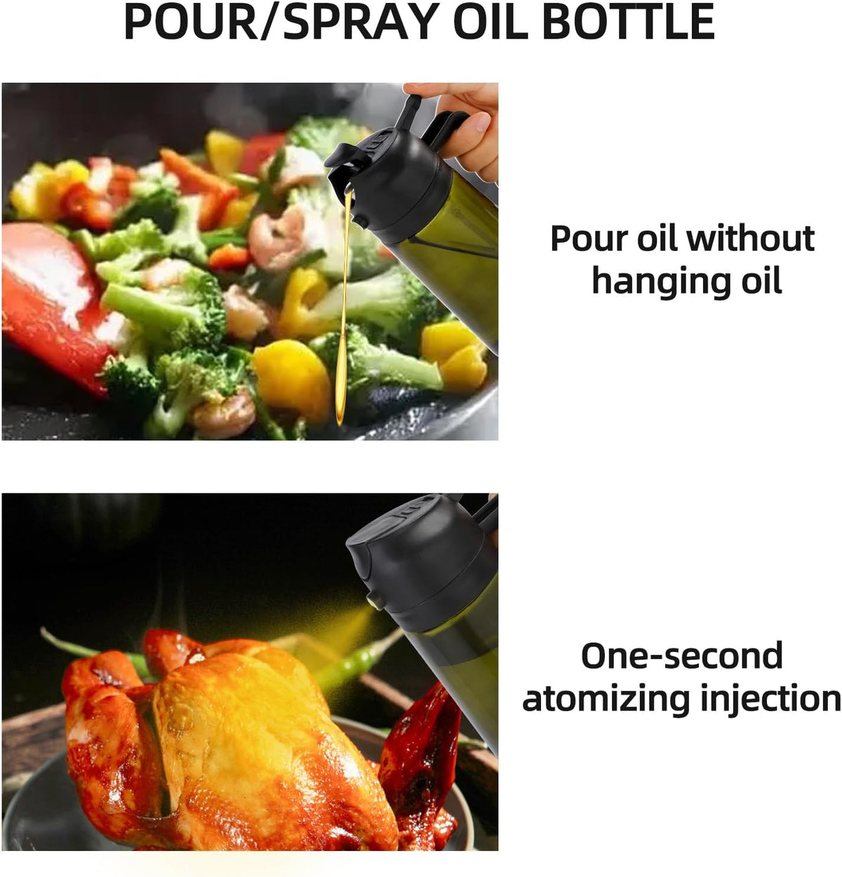 16oz/470ml Olive Oil Dispenser Bottle for Kitchen Gadgets and Air Fryer Accessories - Olive Oil Sprayer for Cooking - Light-Blocking Dark Green
