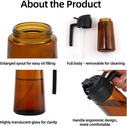 16oz/470ml Olive Oil Dispenser Bottle for Kitchen Gadgets and Air Fryer Accessories - Olive Oil Sprayer for Cooking - Light-Blocking Dark Green