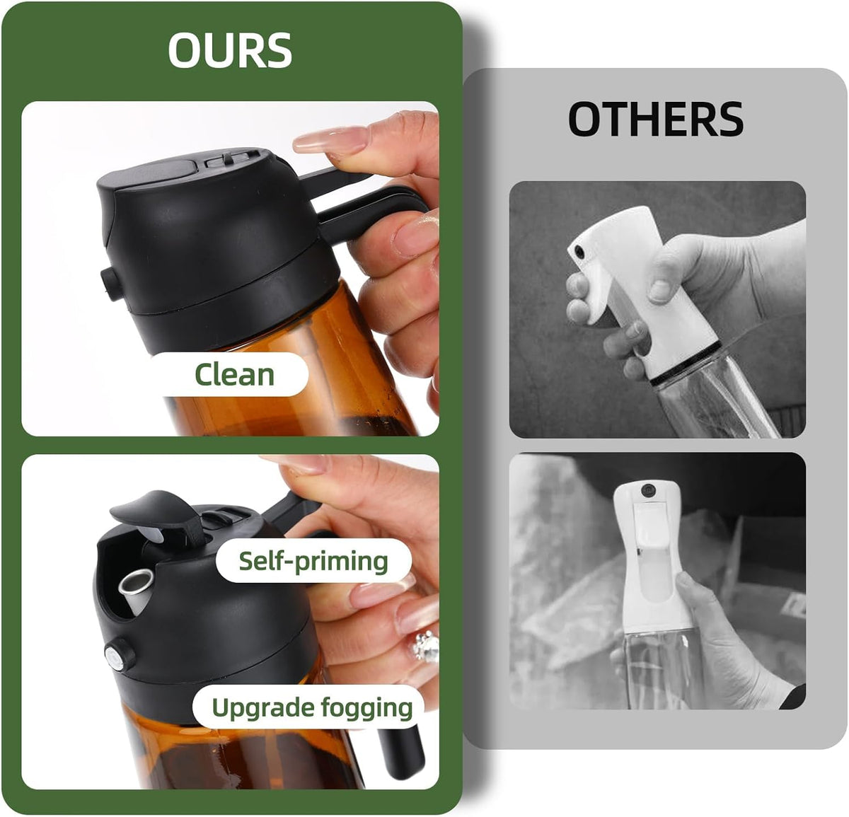 16oz/470ml Olive Oil Dispenser Bottle for Kitchen Gadgets and Air Fryer Accessories - Olive Oil Sprayer for Cooking - Light-Blocking Dark Green