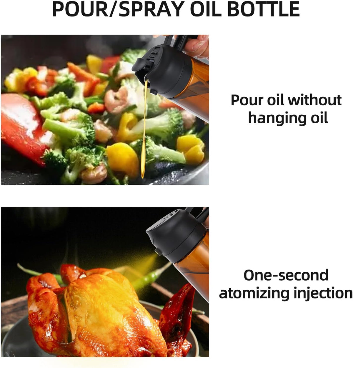 16oz/470ml Olive Oil Dispenser Bottle for Kitchen Gadgets and Air Fryer Accessories - Olive Oil Sprayer for Cooking - Light-Blocking Dark Green