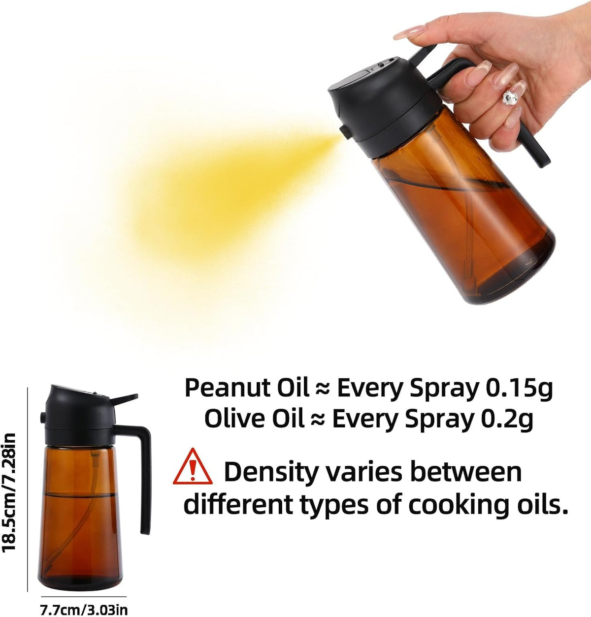 16oz/470ml Olive Oil Dispenser Bottle for Kitchen Gadgets and Air Fryer Accessories - Olive Oil Sprayer for Cooking - Light-Blocking Dark Green