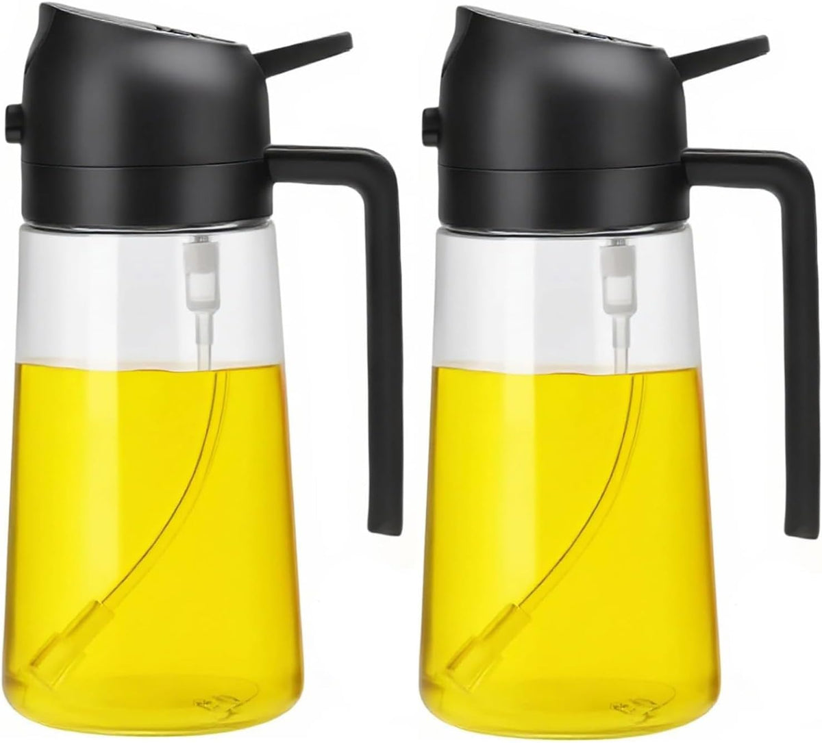 16oz/470ml Olive Oil Dispenser Bottle for Kitchen Gadgets and Air Fryer Accessories - Olive Oil Sprayer for Cooking - Light-Blocking Dark Green
