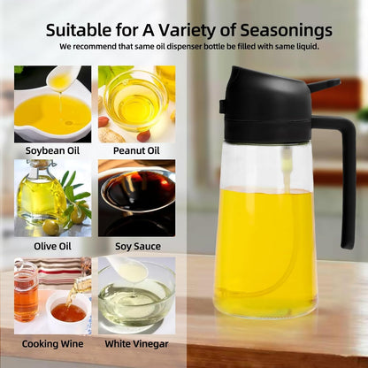 16oz/470ml Olive Oil Dispenser Bottle for Kitchen Gadgets and Air Fryer Accessories - Olive Oil Sprayer for Cooking - Light-Blocking Dark Green