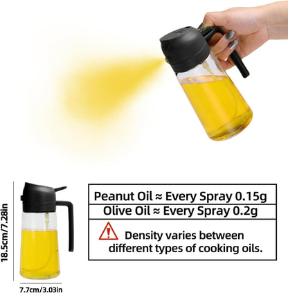 16oz/470ml Olive Oil Dispenser Bottle for Kitchen Gadgets and Air Fryer Accessories - Olive Oil Sprayer for Cooking - Light-Blocking Dark Green