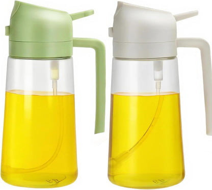 16oz/470ml Olive Oil Dispenser Bottle for Kitchen Gadgets and Air Fryer Accessories - Olive Oil Sprayer for Cooking - Light-Blocking Dark Green