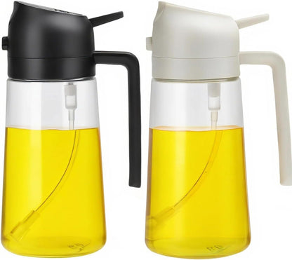 16oz/470ml Olive Oil Dispenser Bottle for Kitchen Gadgets and Air Fryer Accessories - Olive Oil Sprayer for Cooking - Light-Blocking Dark Green