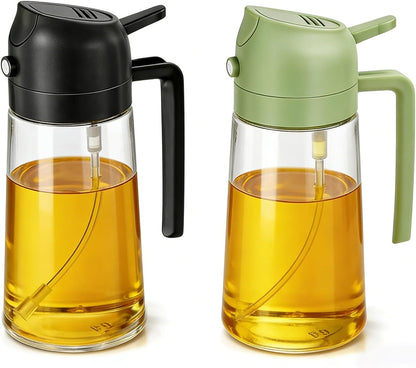 16oz/470ml Olive Oil Dispenser Bottle for Kitchen Gadgets and Air Fryer Accessories - Olive Oil Sprayer for Cooking - Light-Blocking Dark Green