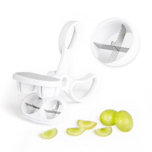Dual Grape Cutter for Toddlers & Kids, Stainless Steel Blade, Fruit and Vegetable Slicer, Safe and Easy to Use